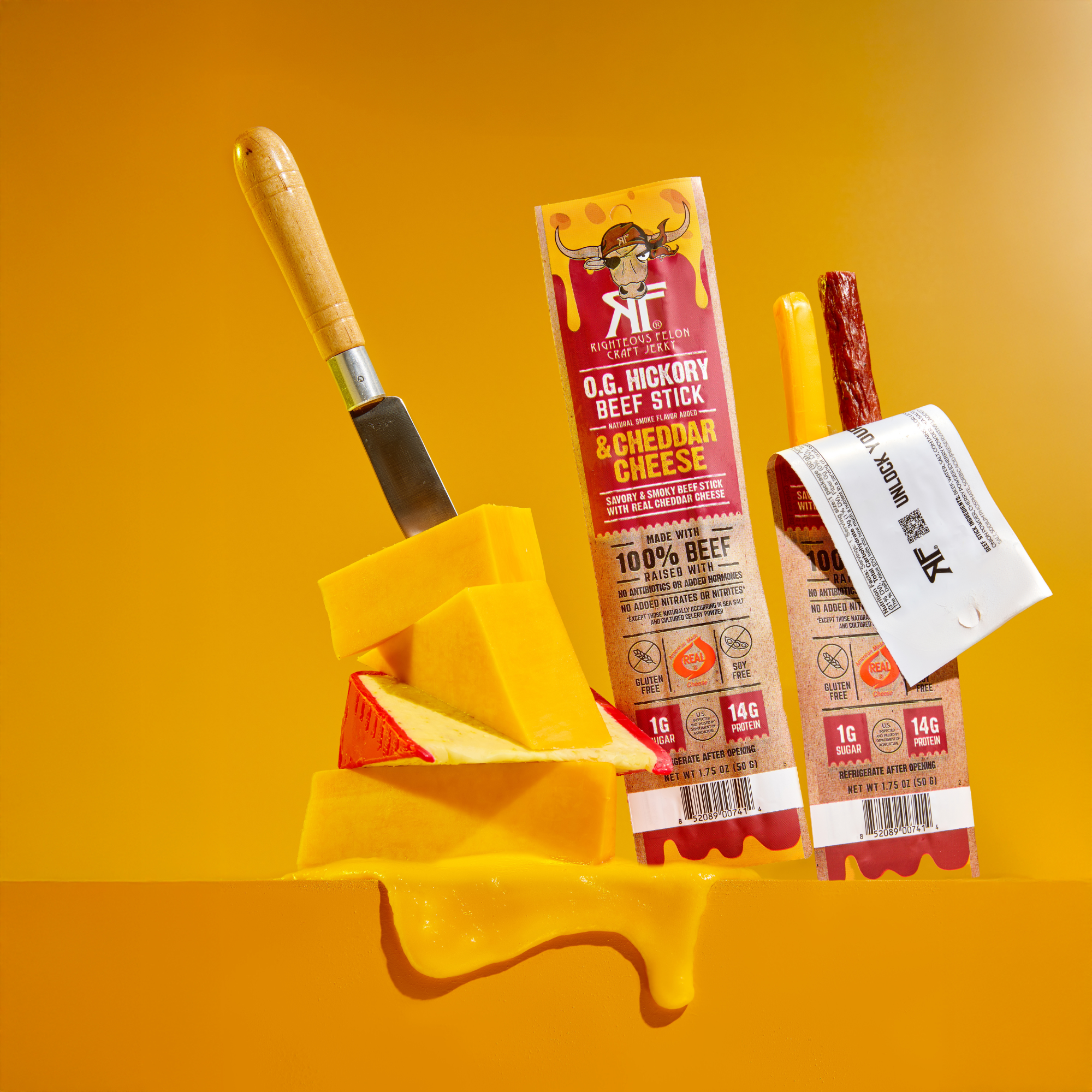 NEW Righteous Felon Beef & Cheese Sticks 3-Pack (1.75oz each)