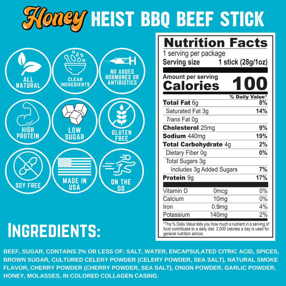 NEW Honey Heist BBQ Beef Stick  (1-Pack) - LIMIT 1 FREE STICK