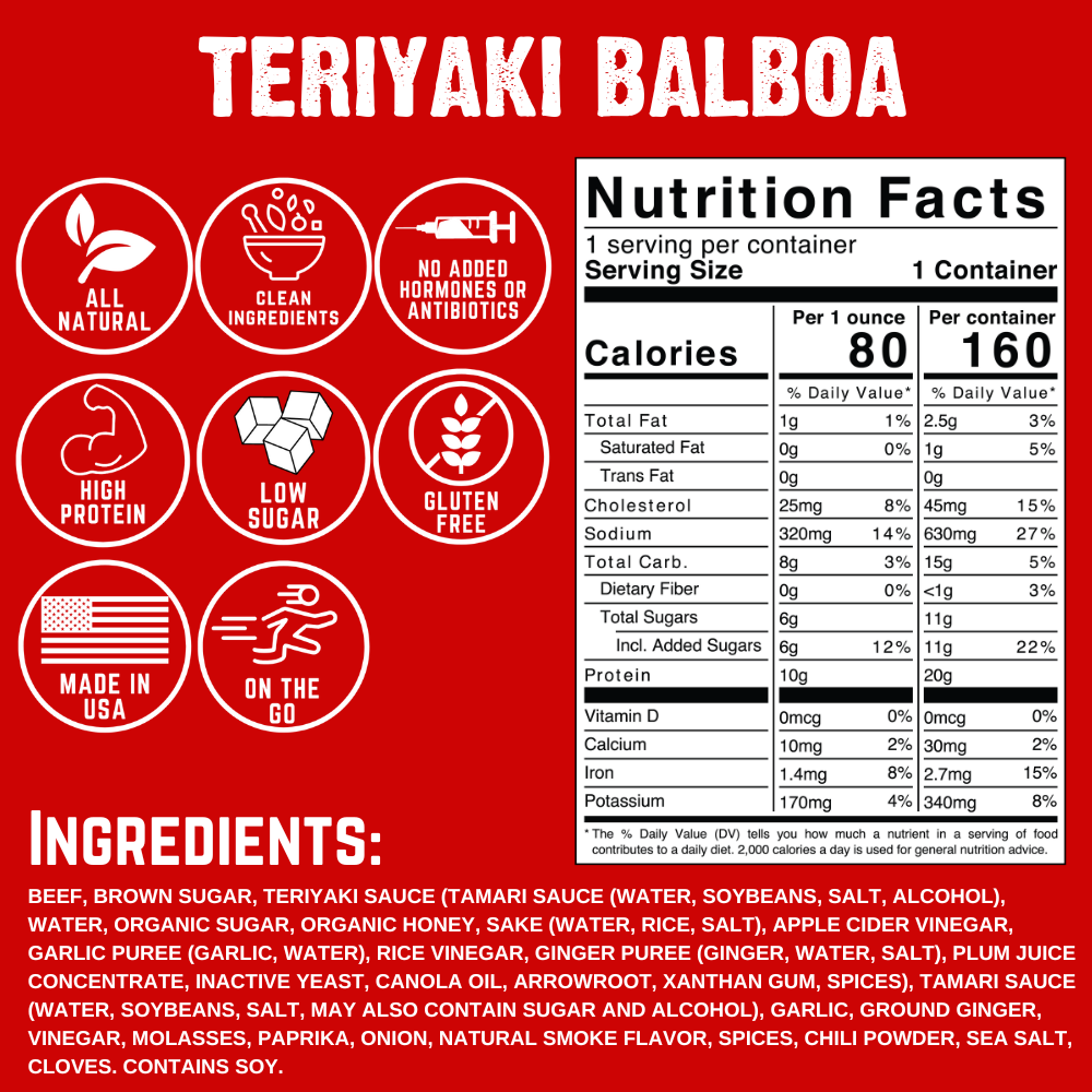 Teriyaki Balboa Beef Jerky 1oz (16ct)